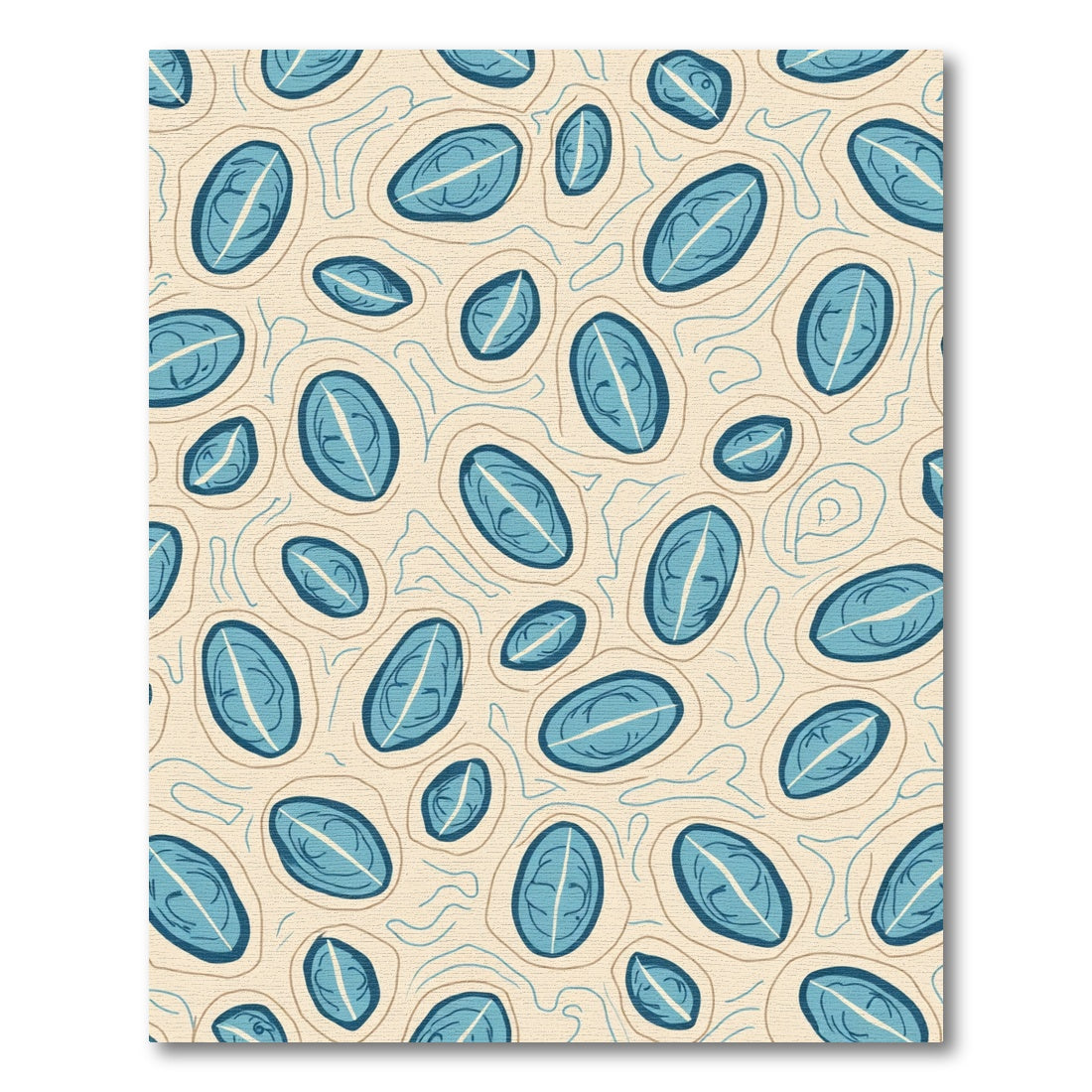 Blue Oval Contour Abstract Rug