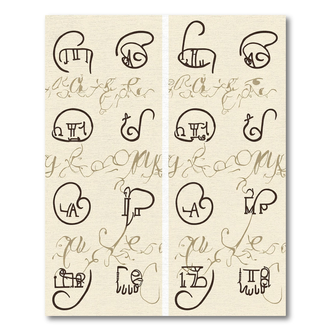 Minimalist Calligraphic Script Elements Rug