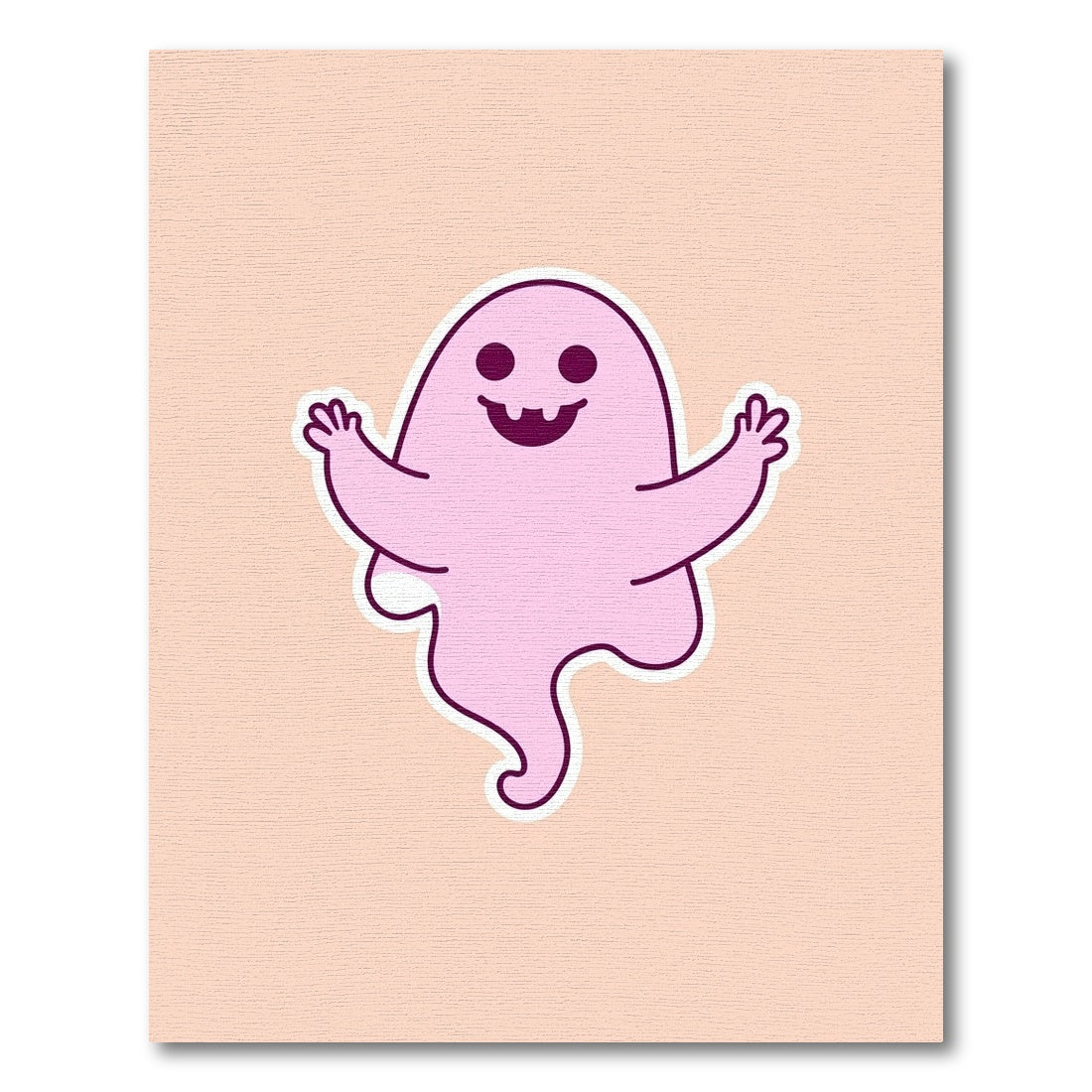 Playful Pink Ghost With Waving Arms Rug