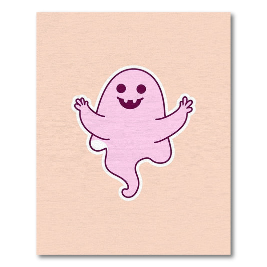 Playful Pink Ghost With Waving Arms Rug