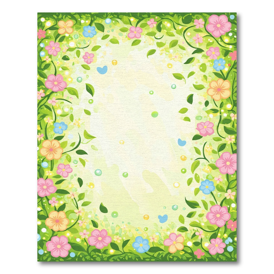 Whimsical Pink Blue Yellow Floral Garden Rug