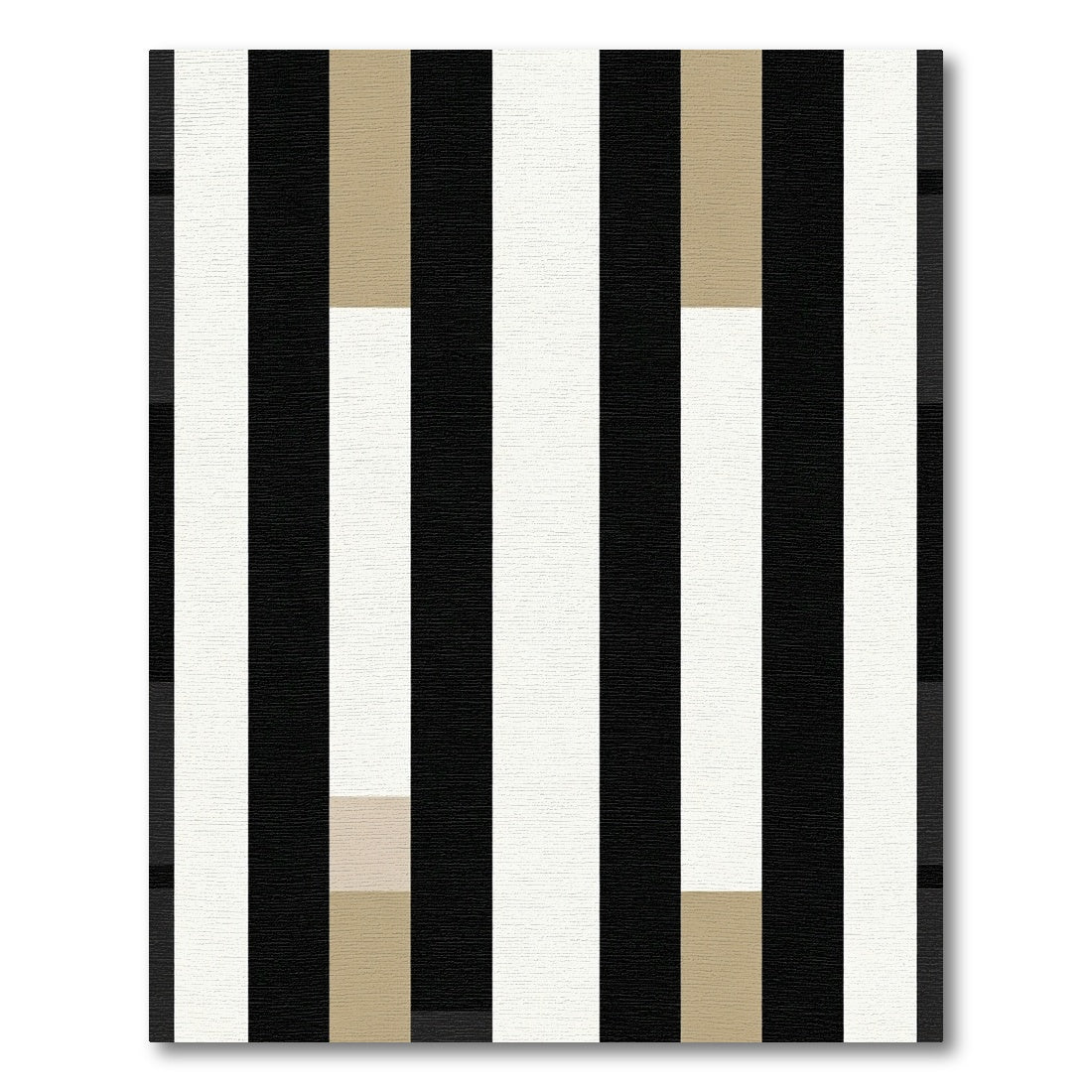 Bold Black White Beige Vertical Stripe Rug