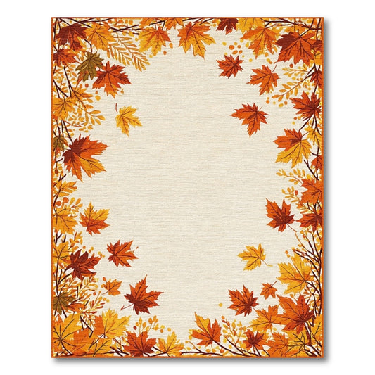 Warm Orange Maple Leaves Border Rug