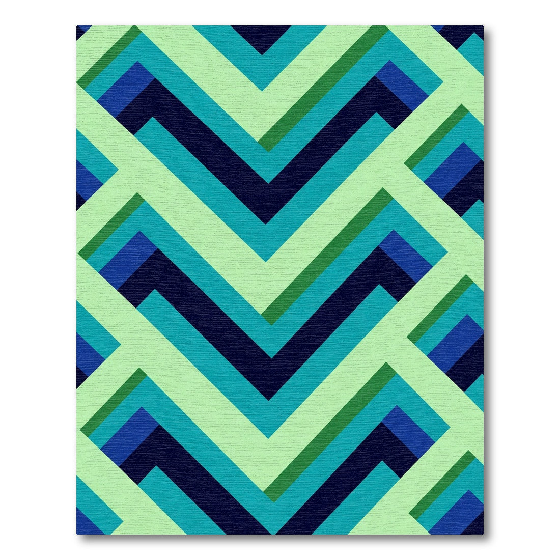 Aqua Blue Chevron Geometric Layers Rug