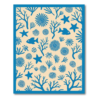 Whimsical Blue Coral Starfish Seashell Rug