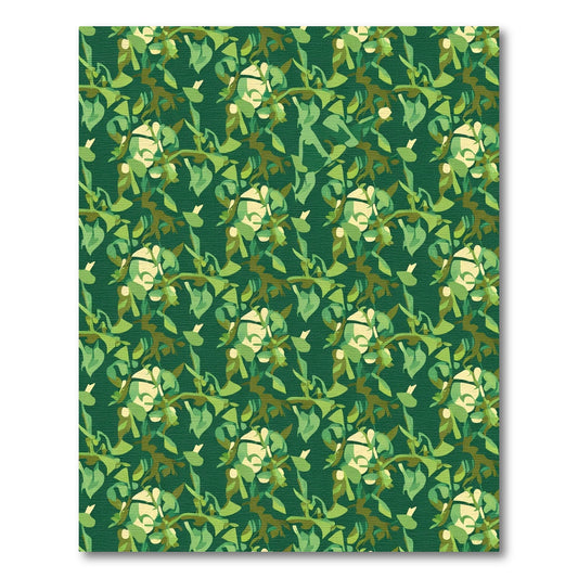 Deep Forest Green Leafy Branch Rug