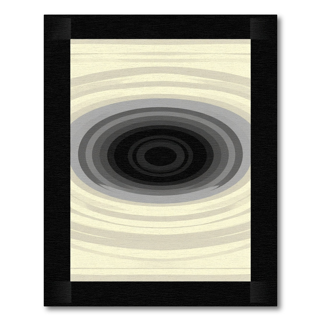 Radial Black Gray Oval Swirl Rug