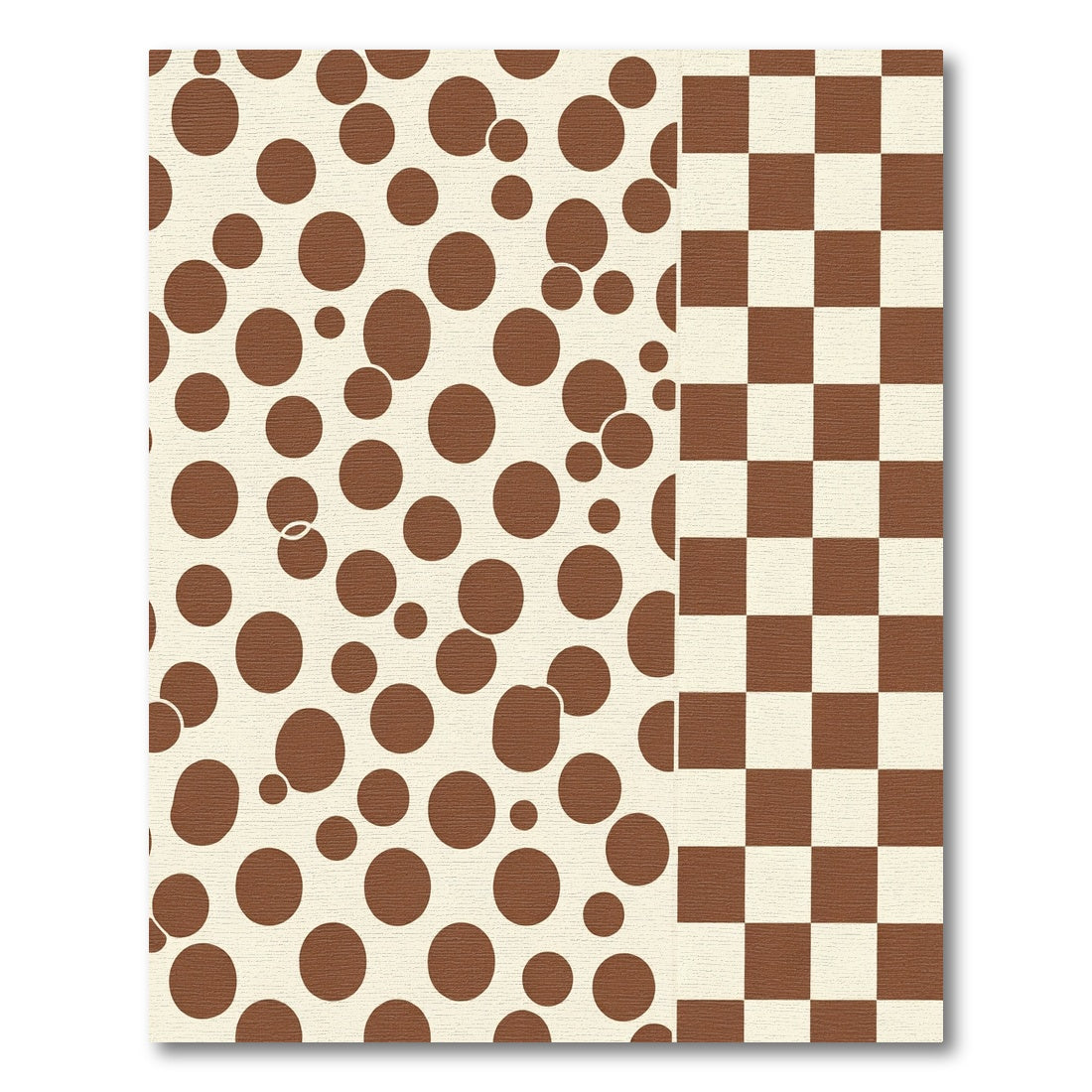 Brown Circles Cream Checkerboard Composition Rug