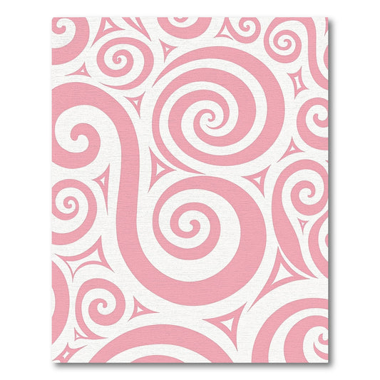 Pink and White Swirling Spiral Rug