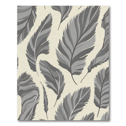 Gray Feathered Shapes Natural Background Rug