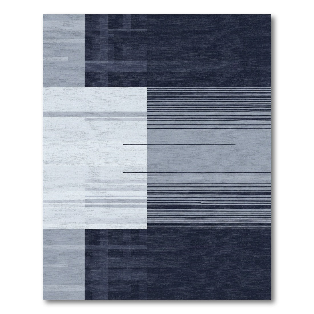 Cool Blue Geometric Grid Stripes Rug