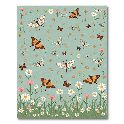 Whimsical Butterfly and Daisy Meadow Rug