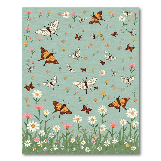 Whimsical Butterfly and Daisy Meadow Rug