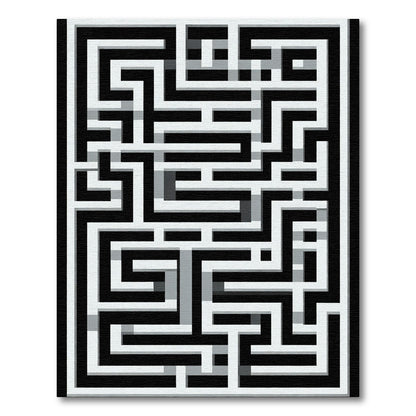 Monochrome Labyrinth Pathways Rug