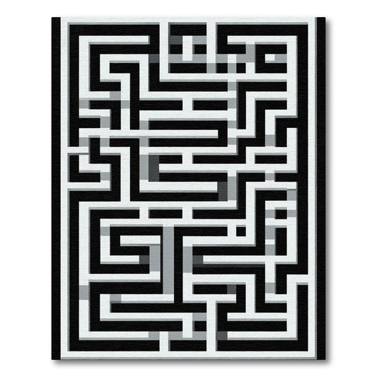 Monochrome Labyrinth Pathways Rug