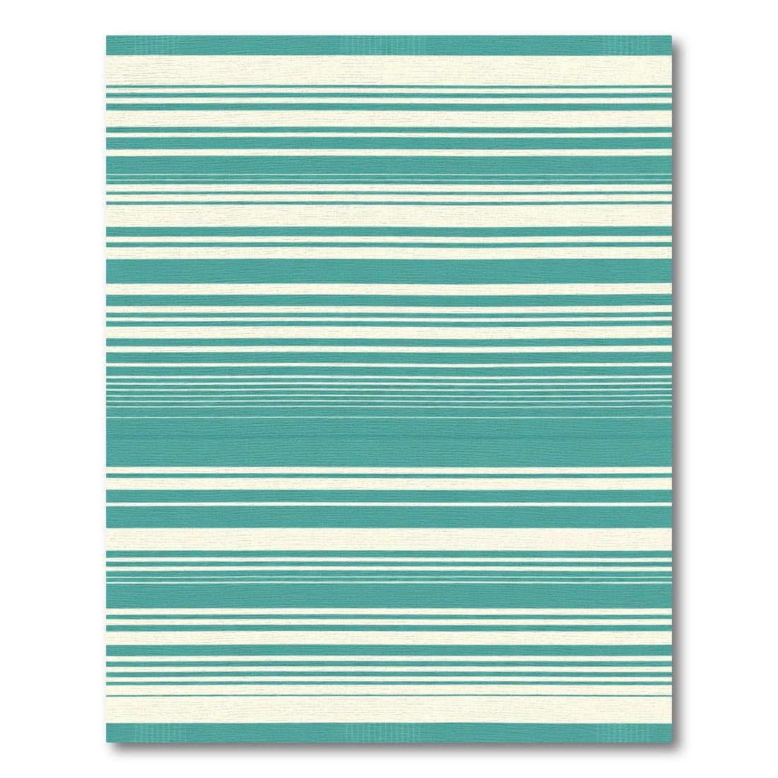 Teal Cream Horizontal Stripe Rug