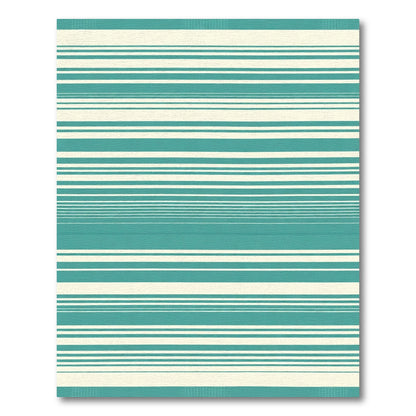 Teal Cream Horizontal Stripe Rug