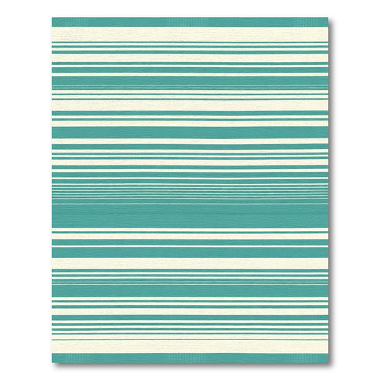 Teal Cream Horizontal Stripe Rug