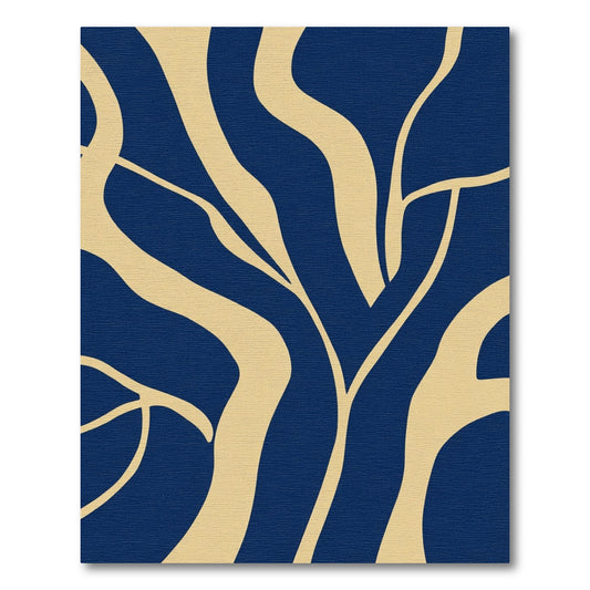 Navy Cream Organic Flow Rug