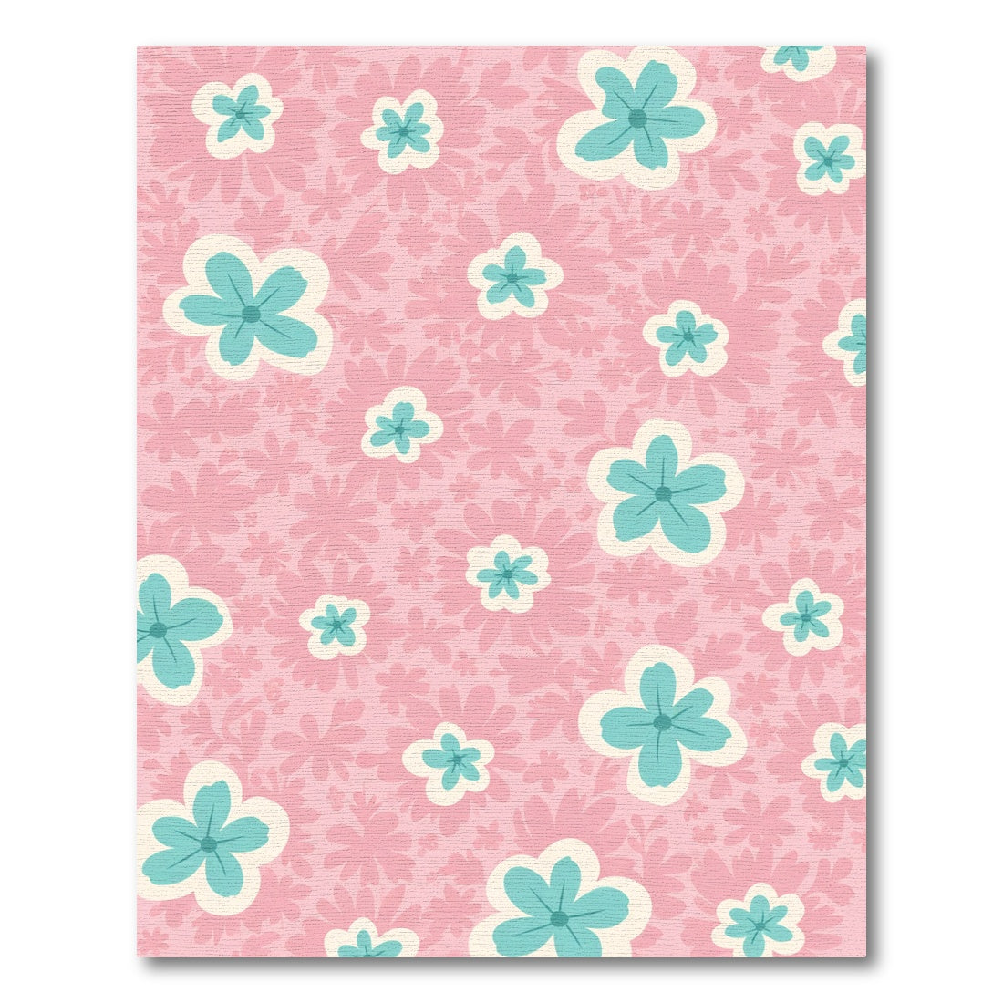 Pink Turquoise Floral Meadow Rug