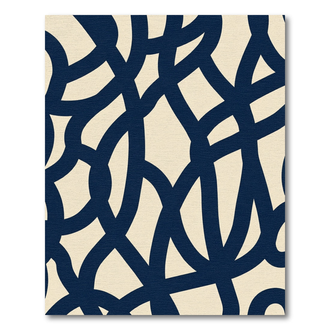 Navy Blue Abstract Interlocking Waves Rug