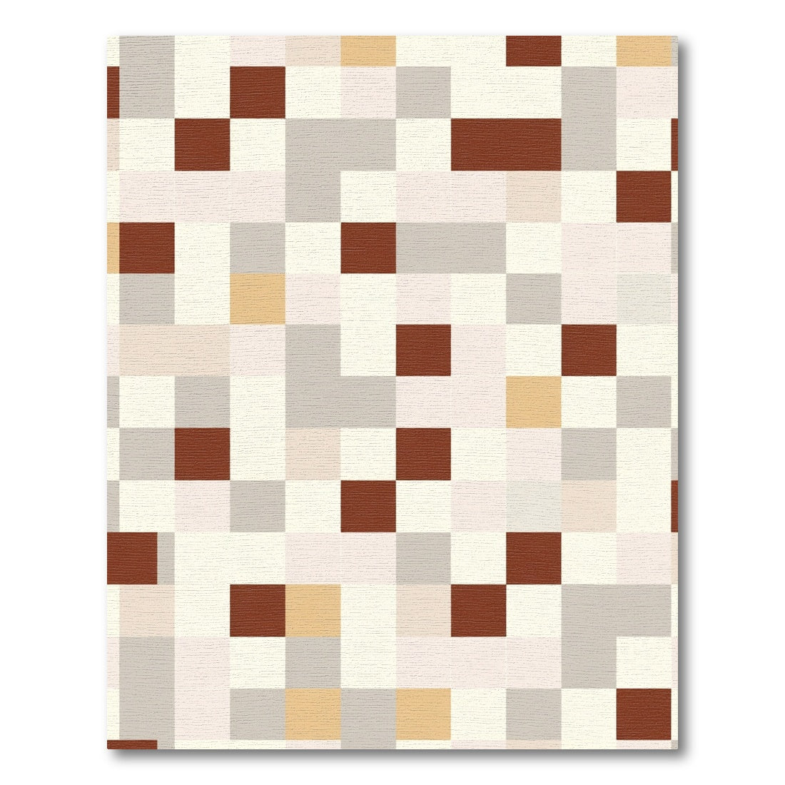 Geometric Terracotta Tan Pixelated Squares Rug