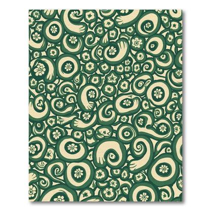 Organic Green Swirl Flower Repeating Rug