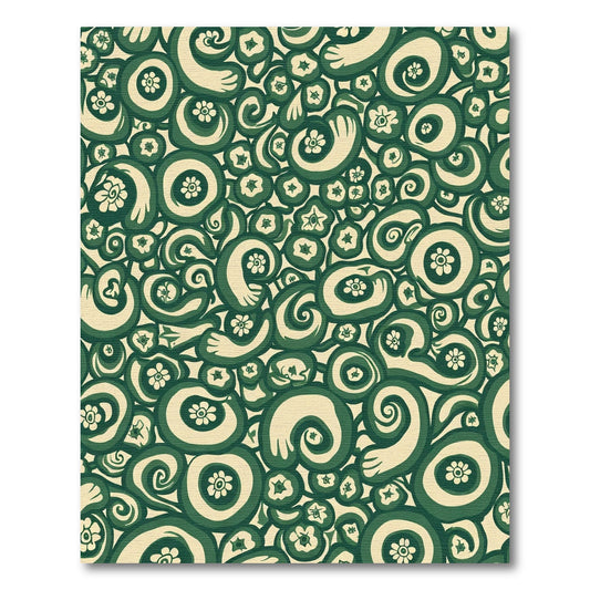 Organic Green Swirl Flower Repeating Rug