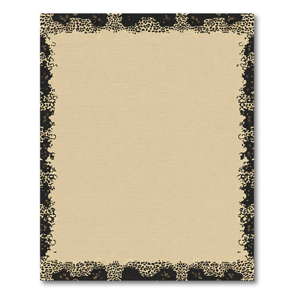 Tan Leopard Animal Print Border Rug