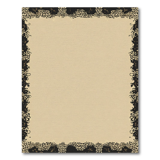 Tan Leopard Animal Print Border Rug