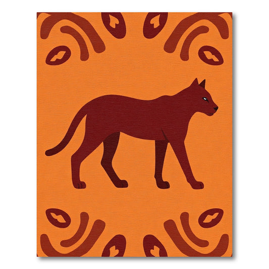 Bold Crimson Panther Abstract Tribal Rug