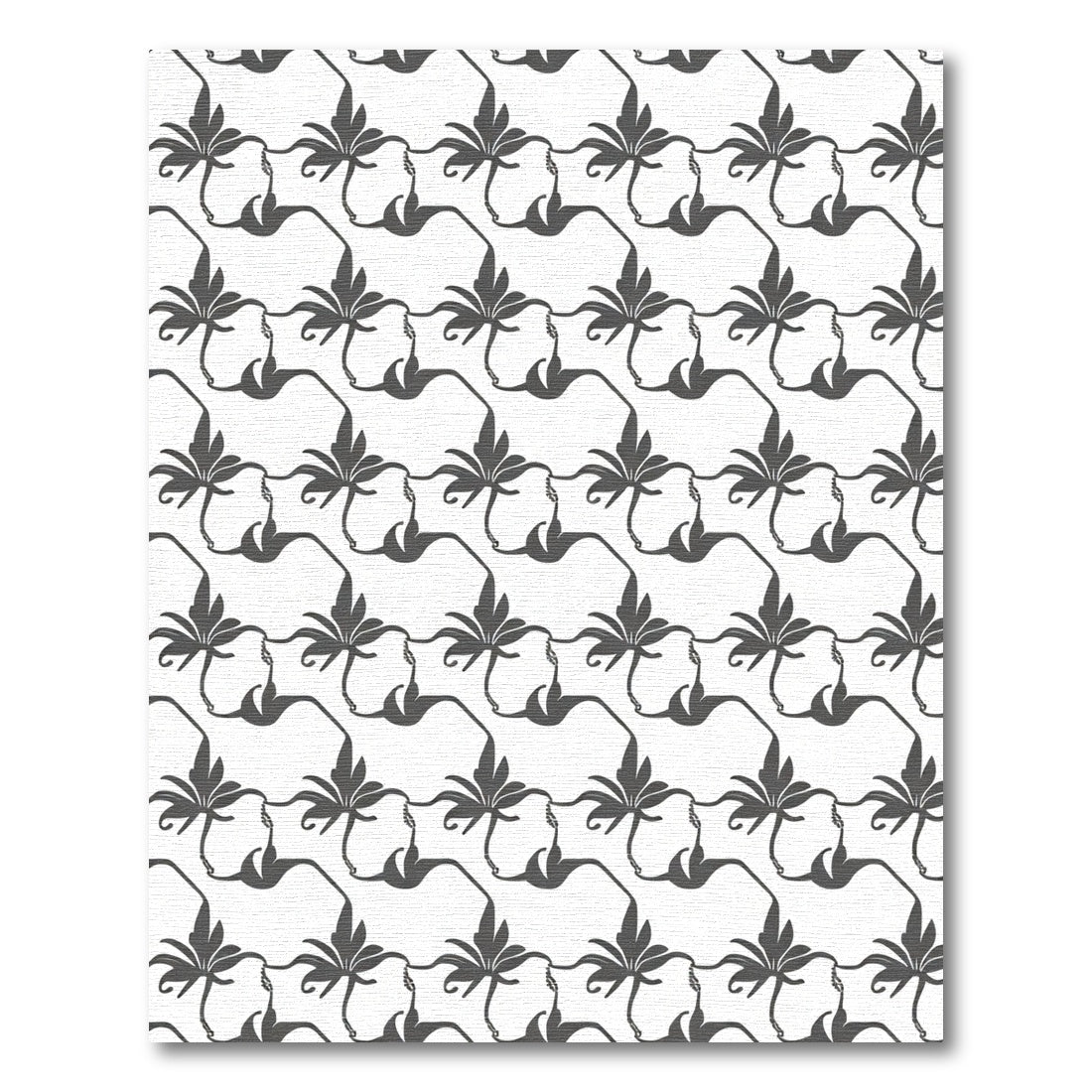 Dark Gray Floral Linked Silhouette Repeat Rug