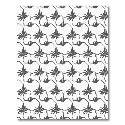 Dark Gray Floral Linked Silhouette Repeat Rug