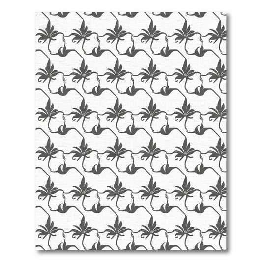 Dark Gray Floral Linked Silhouette Repeat Rug