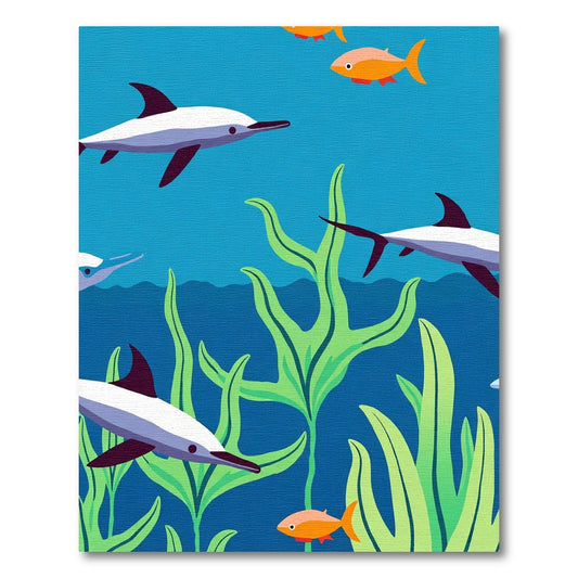 Ocean Dolphins and Coral Reef Life Rug