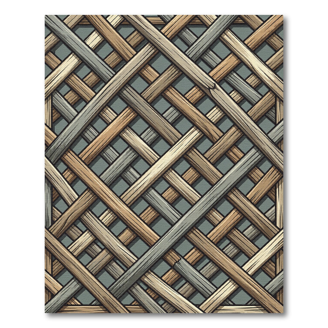 Interwoven Neutral Wood Grain Lattice Rug