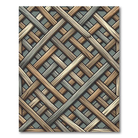 Interwoven Neutral Wood Grain Lattice Rug