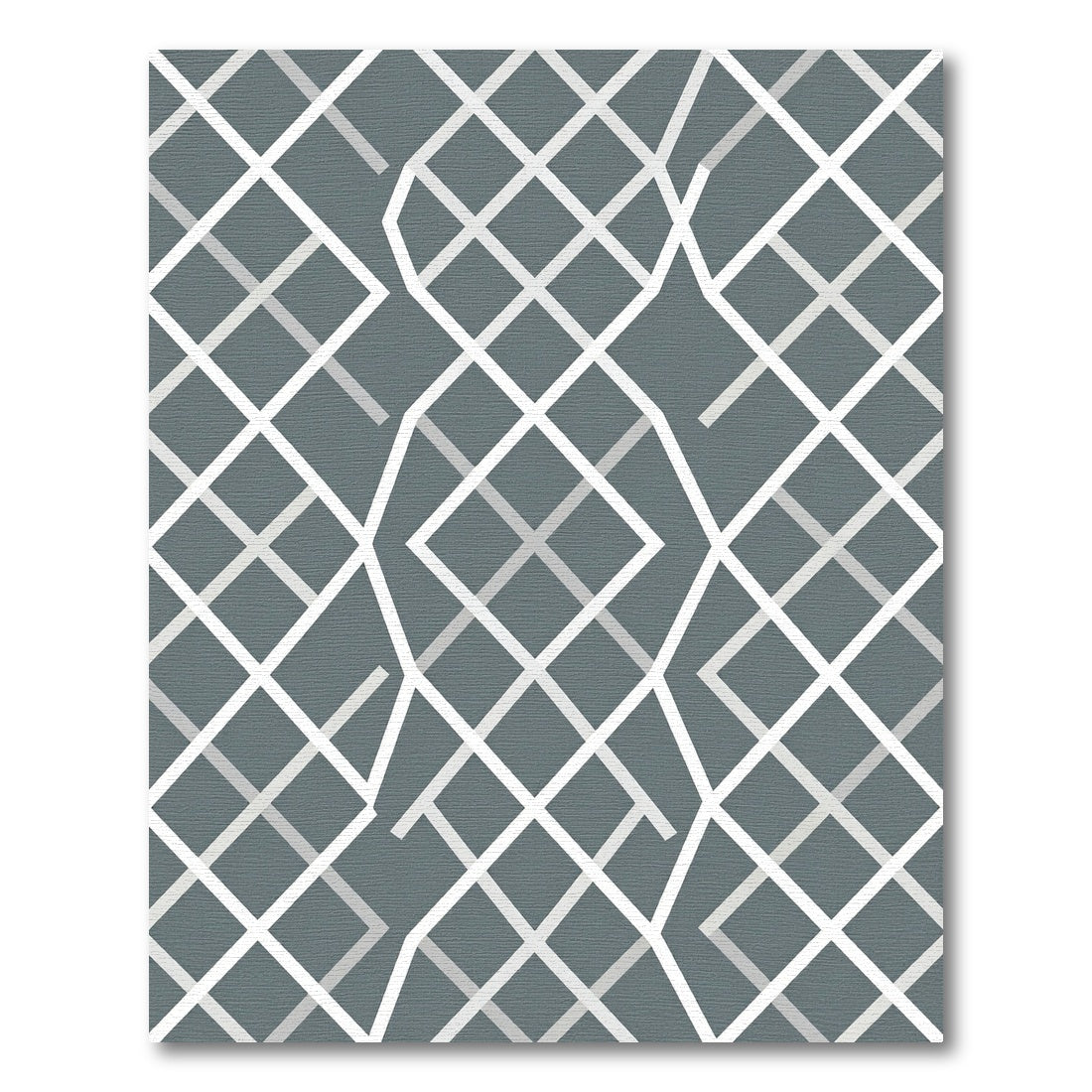 Grey Modern Interlocking Geometric Lattice Rug