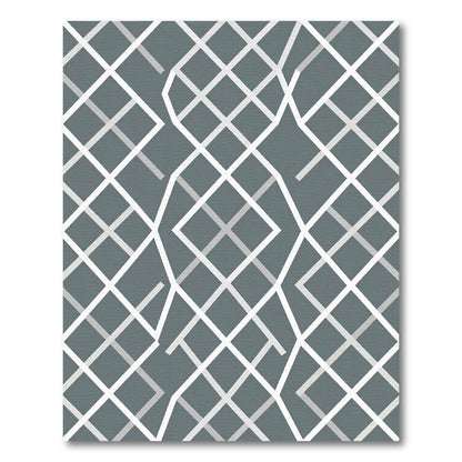 Grey Modern Interlocking Geometric Lattice Rug