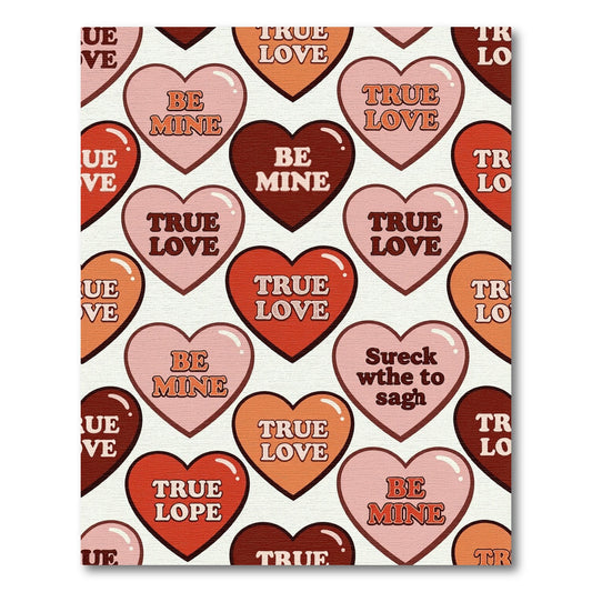 Retro Heart Candy Conversation Motif Rug