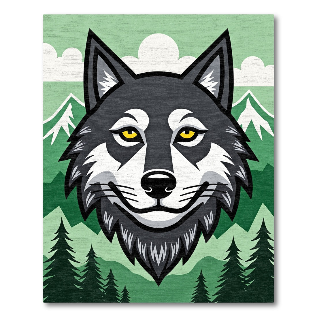 Forest Wolf Cool Mountain Landscape Rug