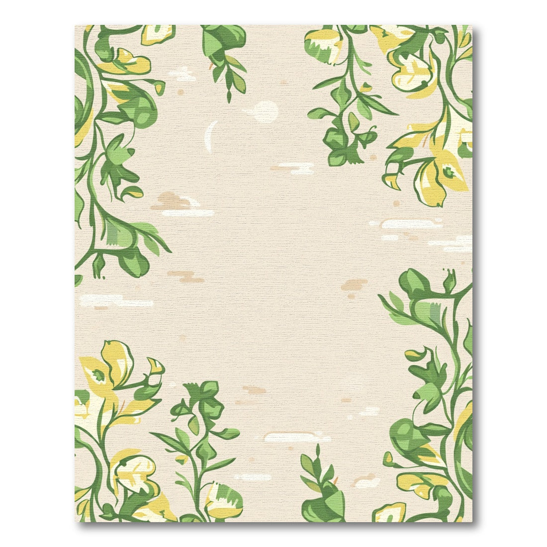 Green Yellow Floral Swirls Rug