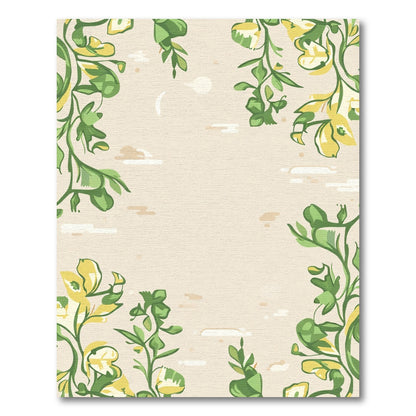 Green Yellow Floral Swirls Rug