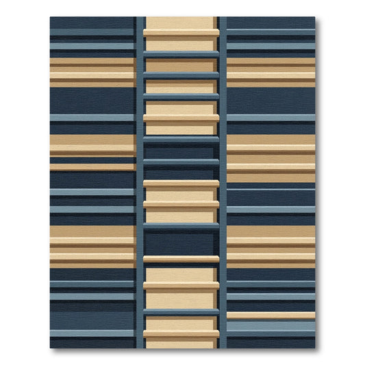 Navy Tan Linear Ladder Rug