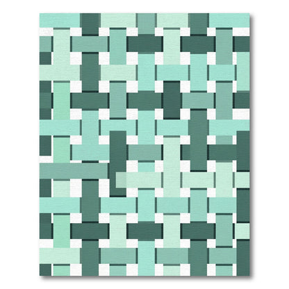 Sage Teal Overlapping Woven Geometric Rug