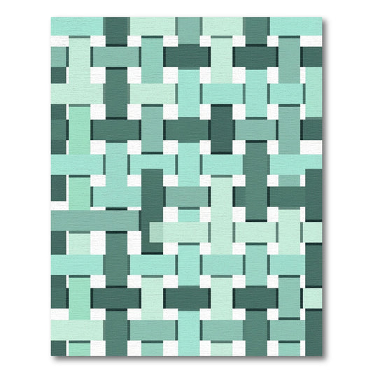 Sage Teal Overlapping Woven Geometric Rug