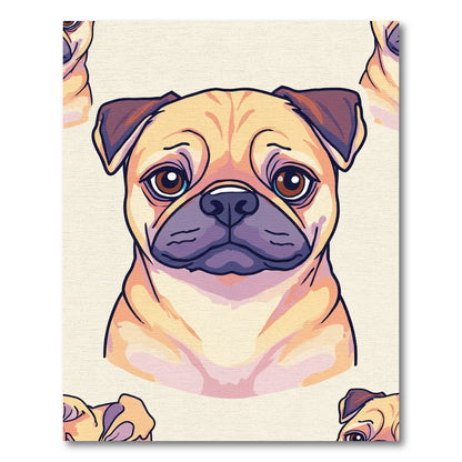 Golden Pug Face Art Rug
