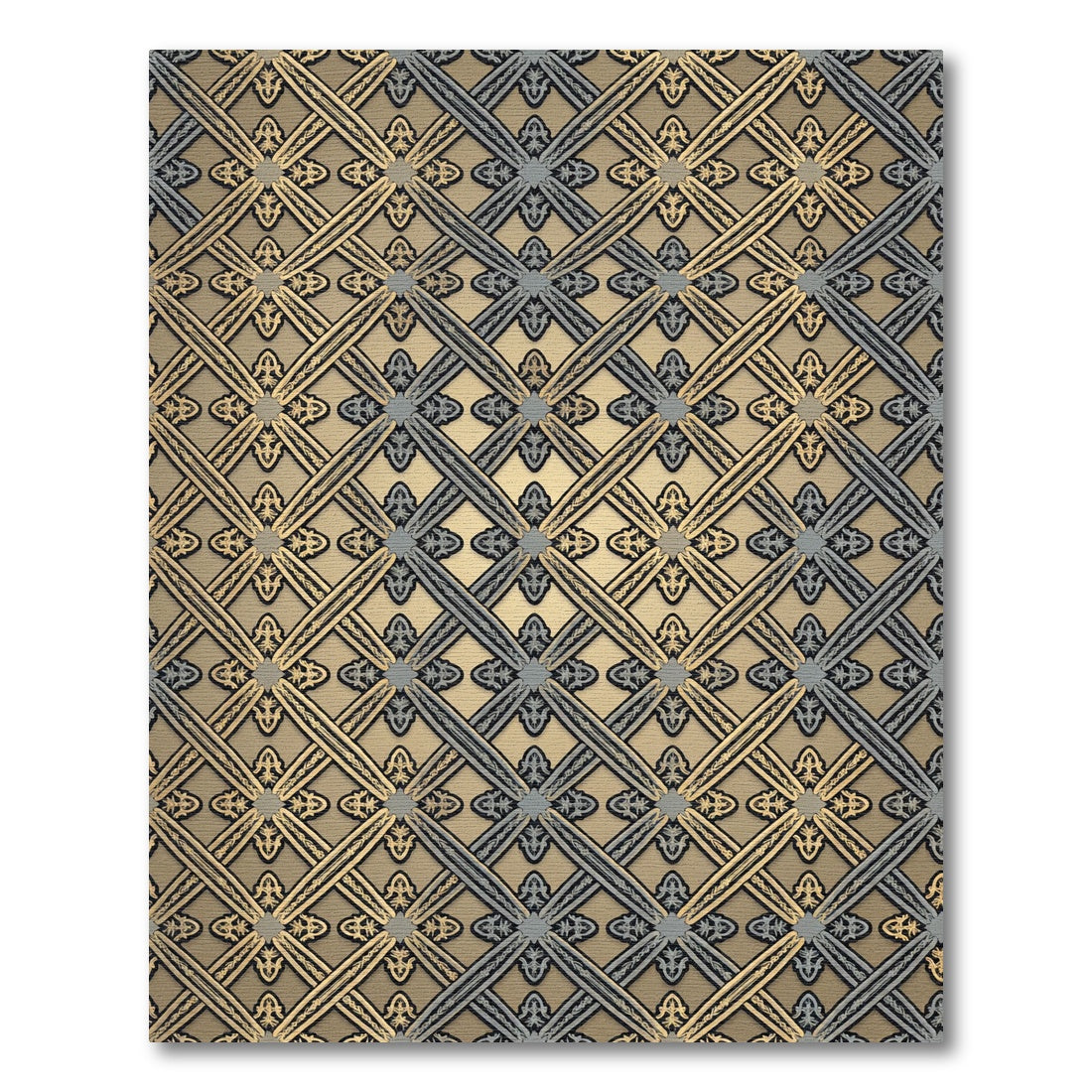 Gilded Lattice Embossed Metallic Geometric Rug