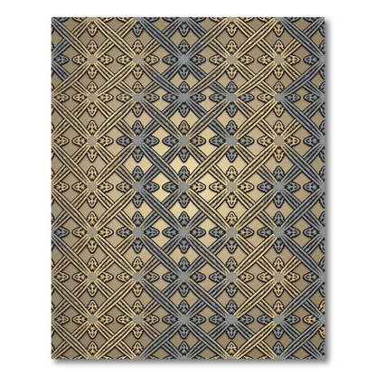 Gilded Lattice Embossed Metallic Geometric Rug