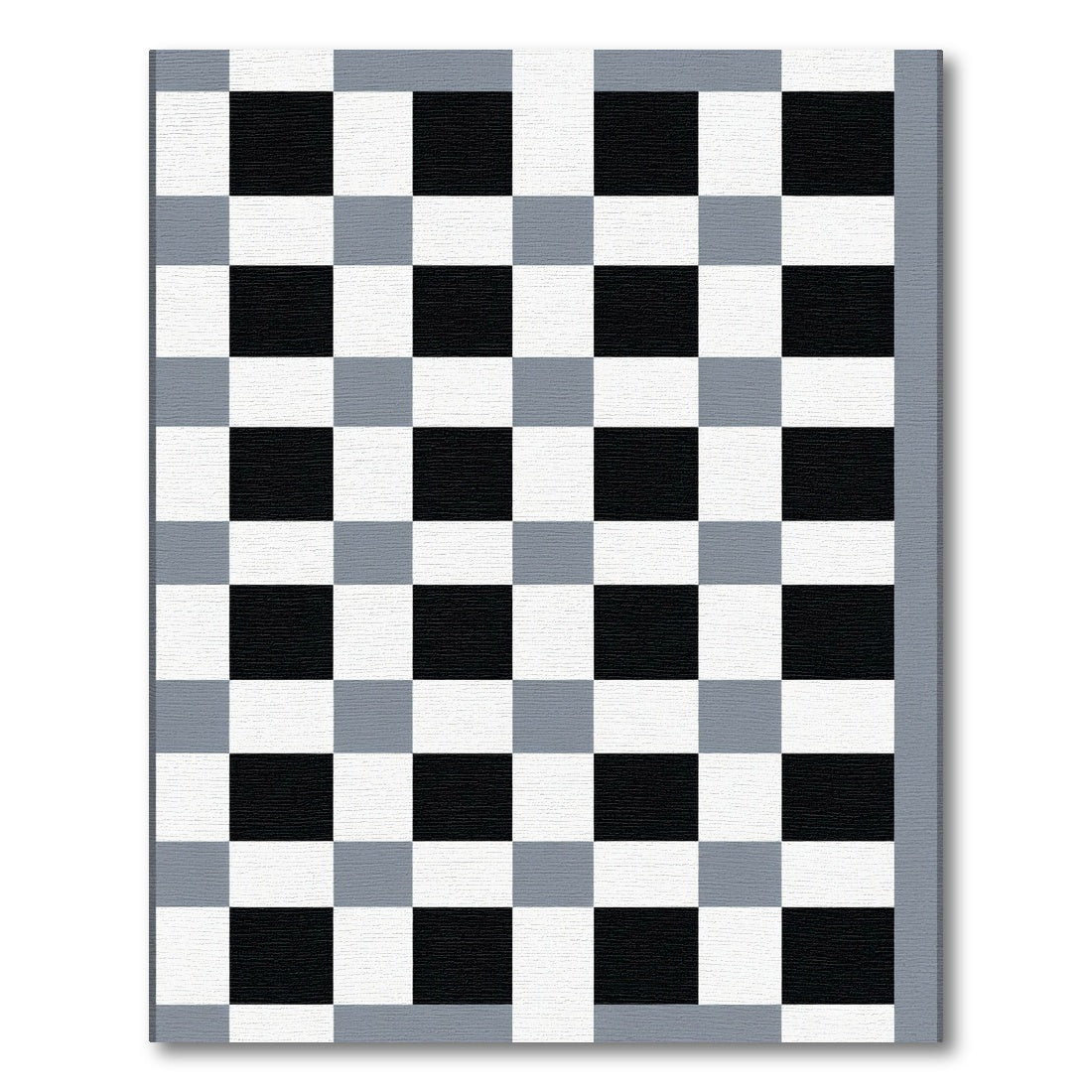Classic Black White Gray Checkered Rug